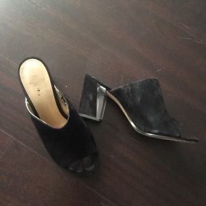 Nine West mules with acrylic heels